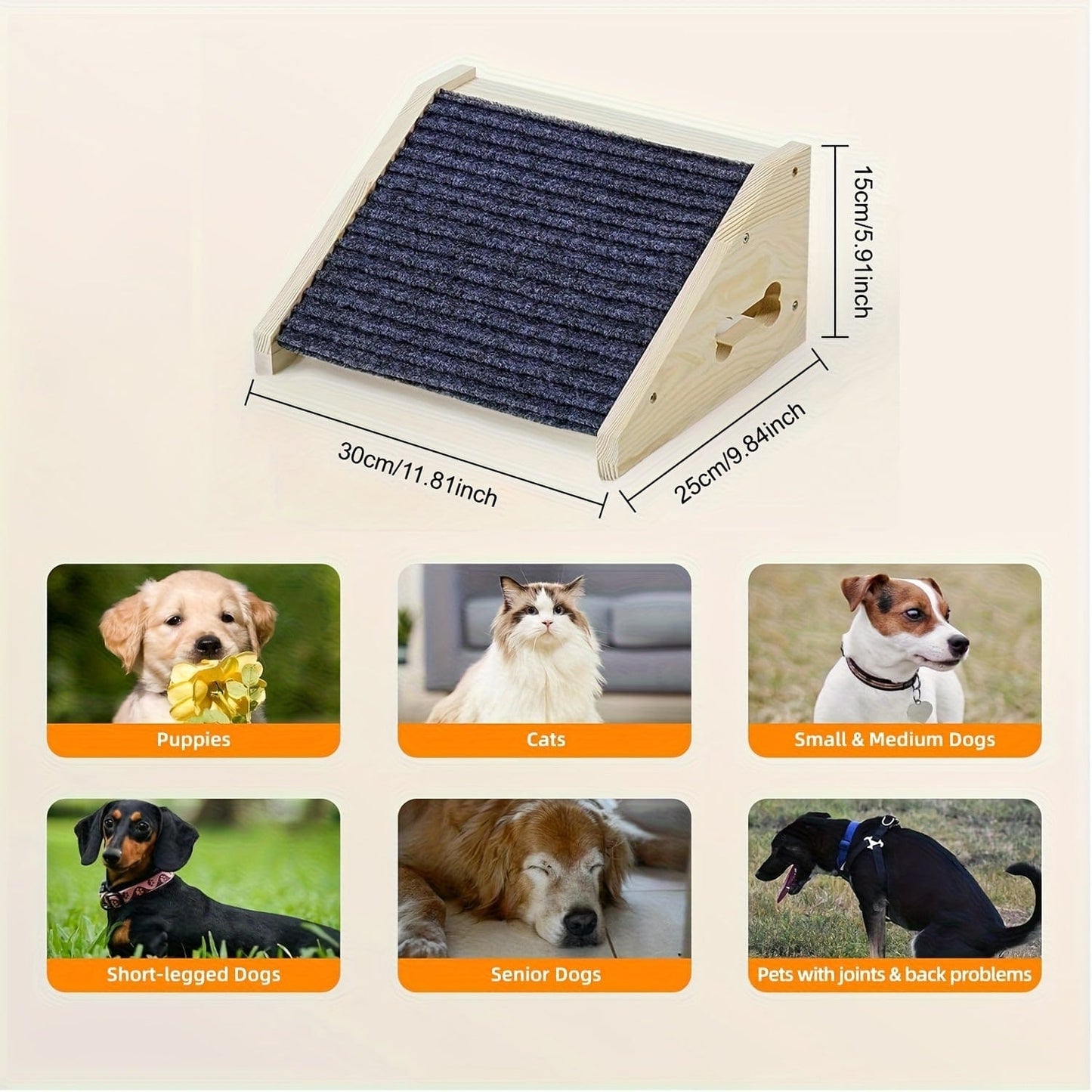 Rampe en bois pour chien – Portable, antidérapante et sûre pour escaliers