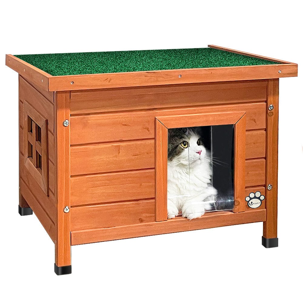 Maison en bois pour chat – Niche intérieure/extérieure avec toit étanche