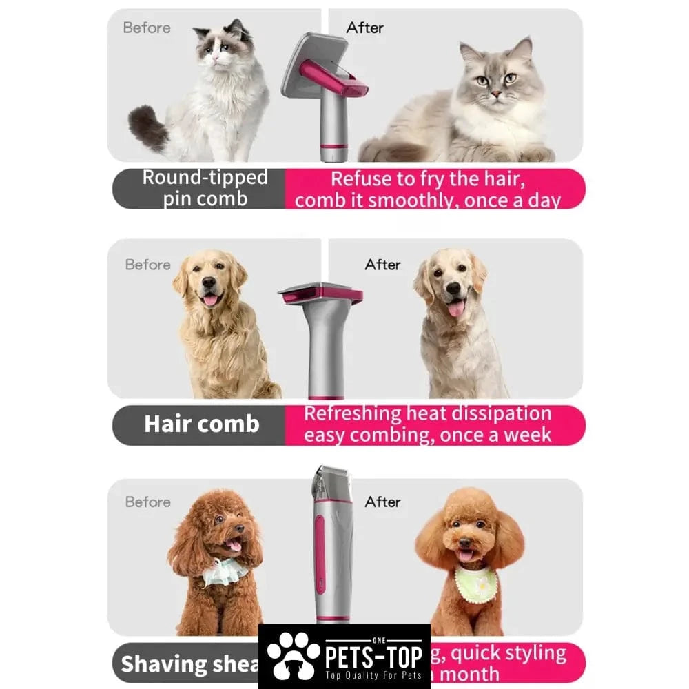 10 in 1 Pet Grooming Kit Local Warehouse Cat Grooming Clippers Vacuum & Blow dry with 3 Modes 6 Speed Adjustable Comb