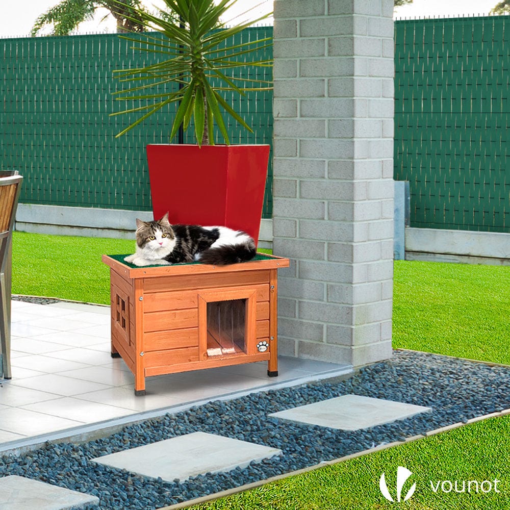 Maison en bois pour chat – Niche intérieure/extérieure avec toit étanche