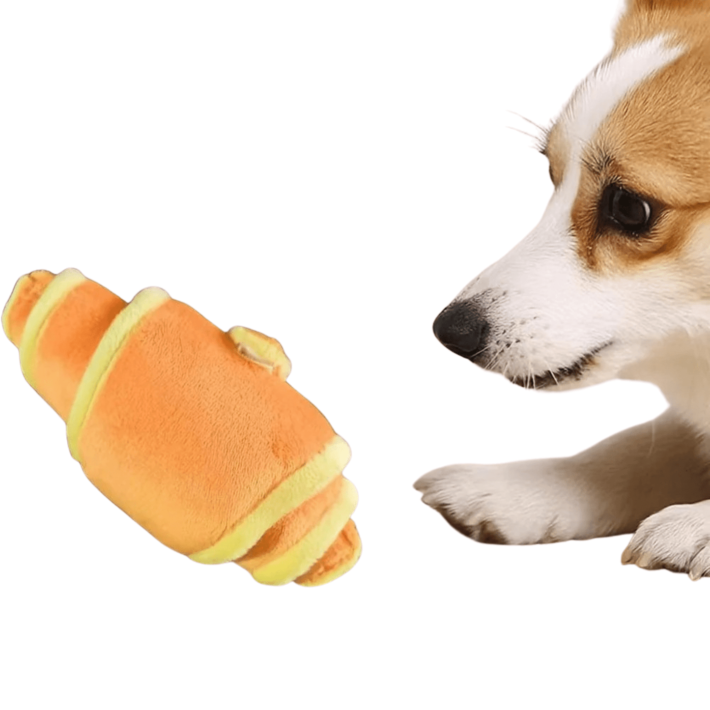 Jouet pour chien en peluche croissant – Interactif, sonore et durable