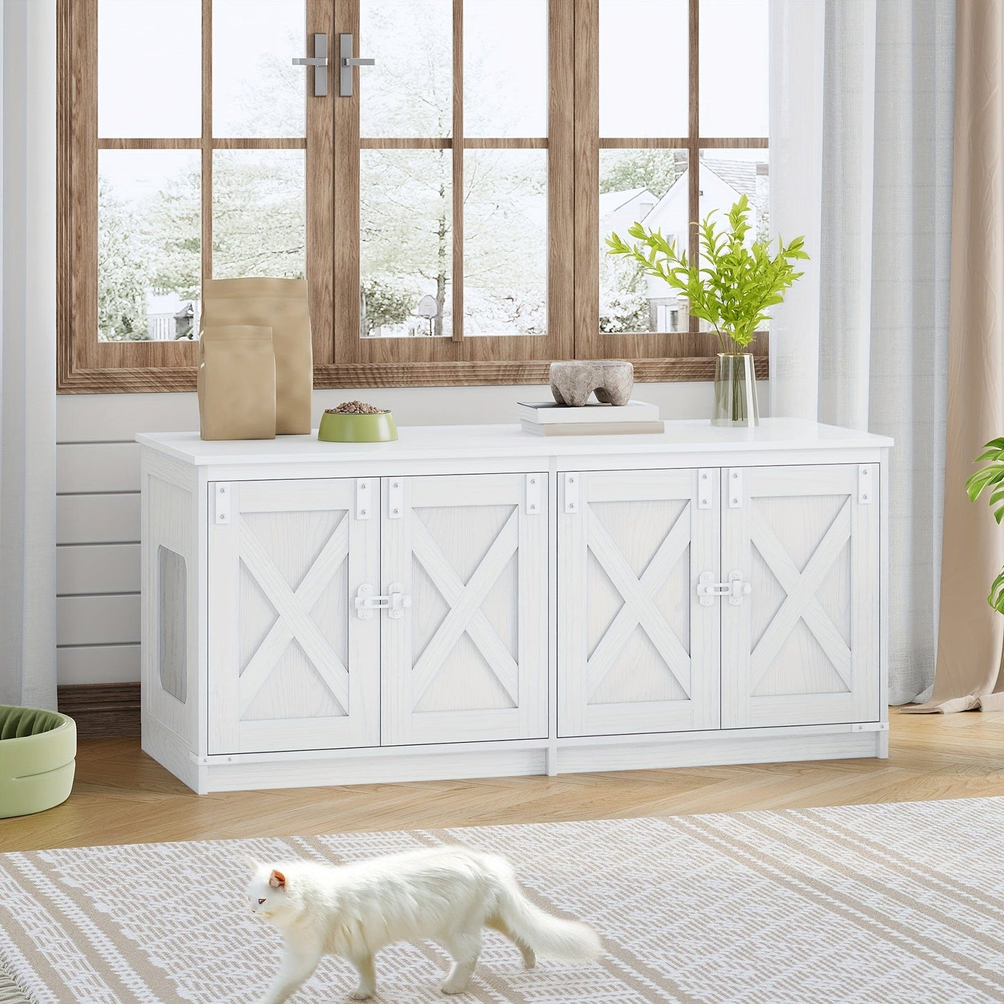 Meuble cache-litière double – Design moderne & cachette pour chats