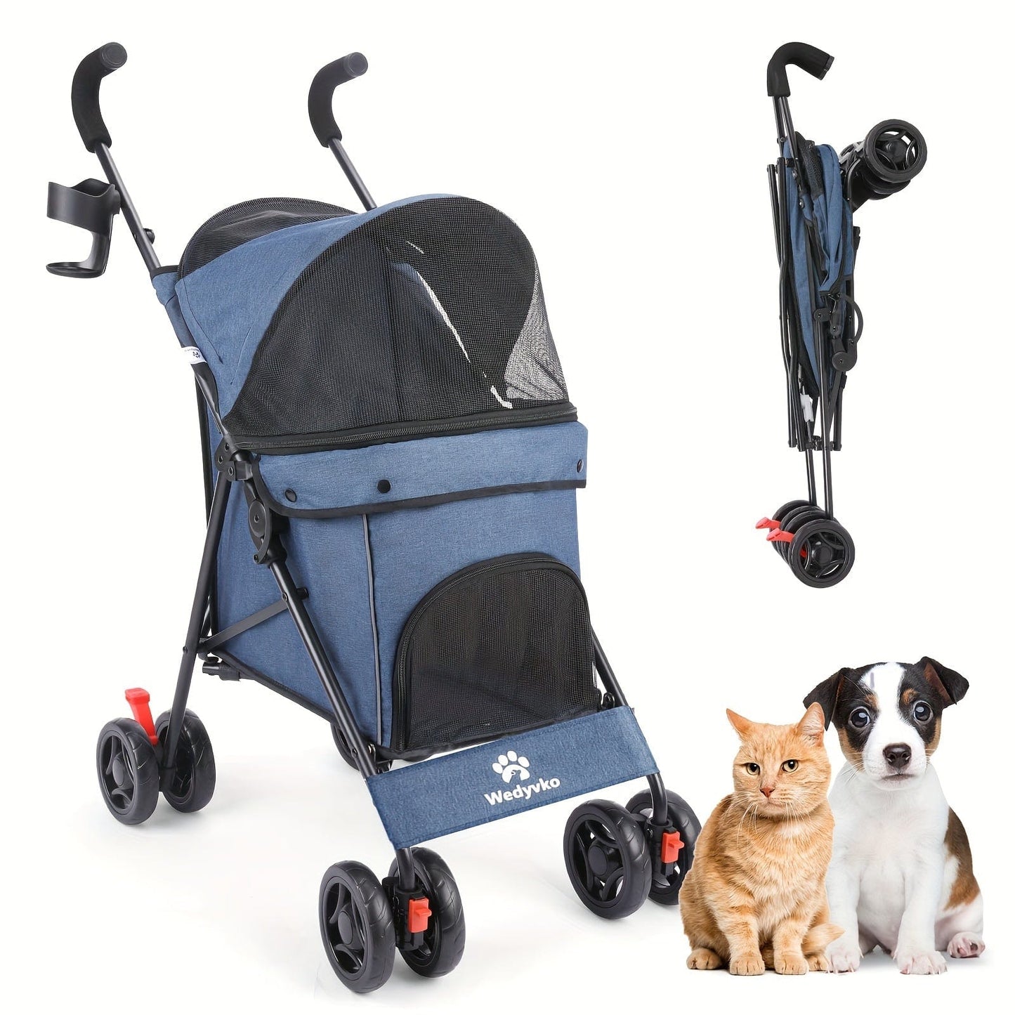 Poussette légère & portable pour chien & chat – Jusqu’à 15 kg