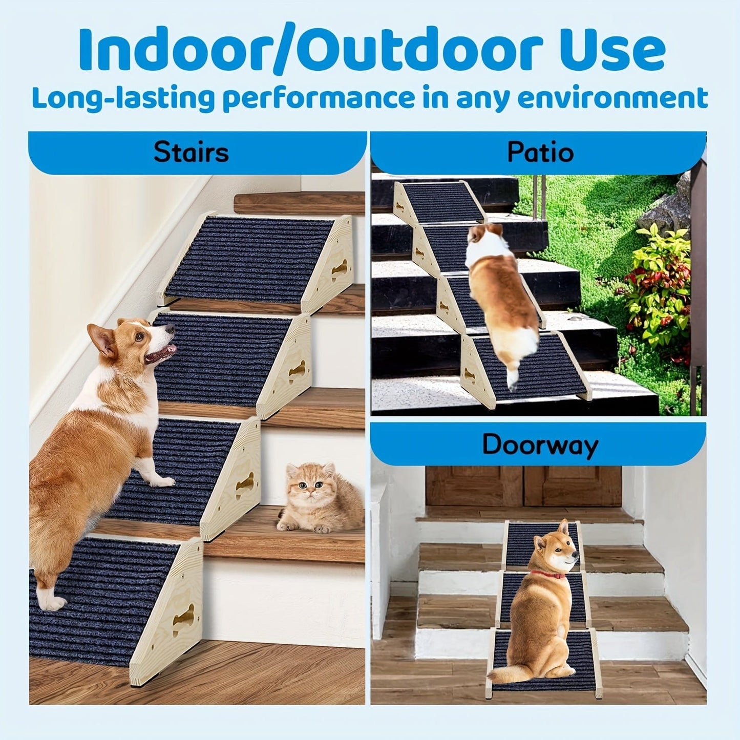 Rampe en bois pour chien – Portable, antidérapante et sûre pour escaliers
