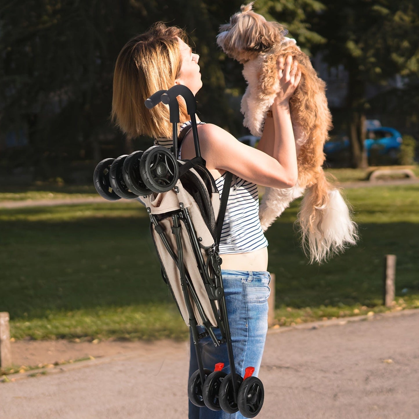 Poussette légère & portable pour chien & chat – Jusqu’à 15 kg
