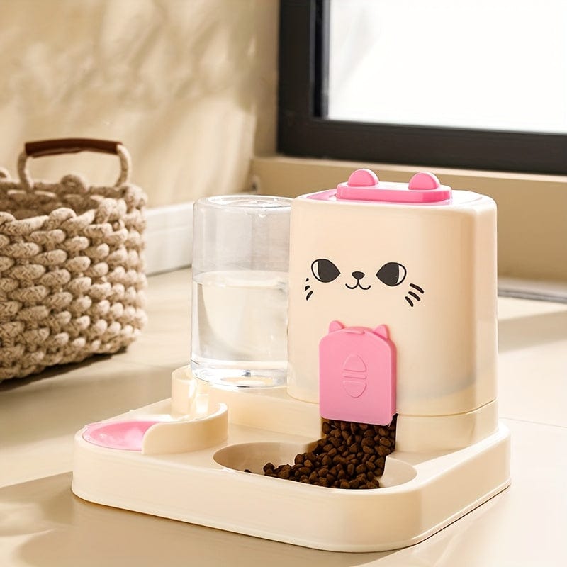 Distributeur automatique 2-en-1 chat – Gamelle & eau, grande capacité