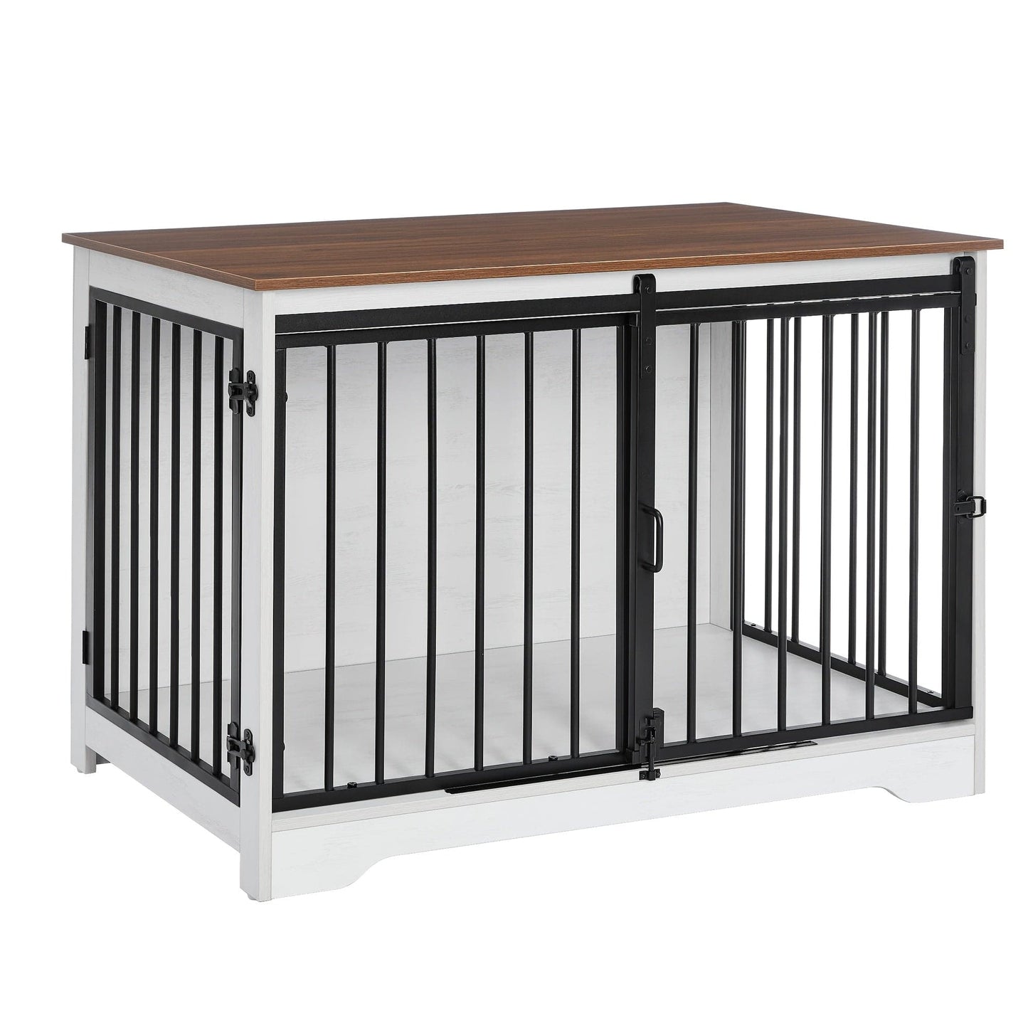 Meuble cage pour chien design – Niche intérieure bois blanc & brun 100 cm