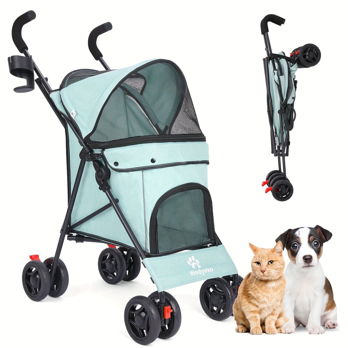Poussette légère & portable pour chien & chat – Jusqu’à 15 kg
