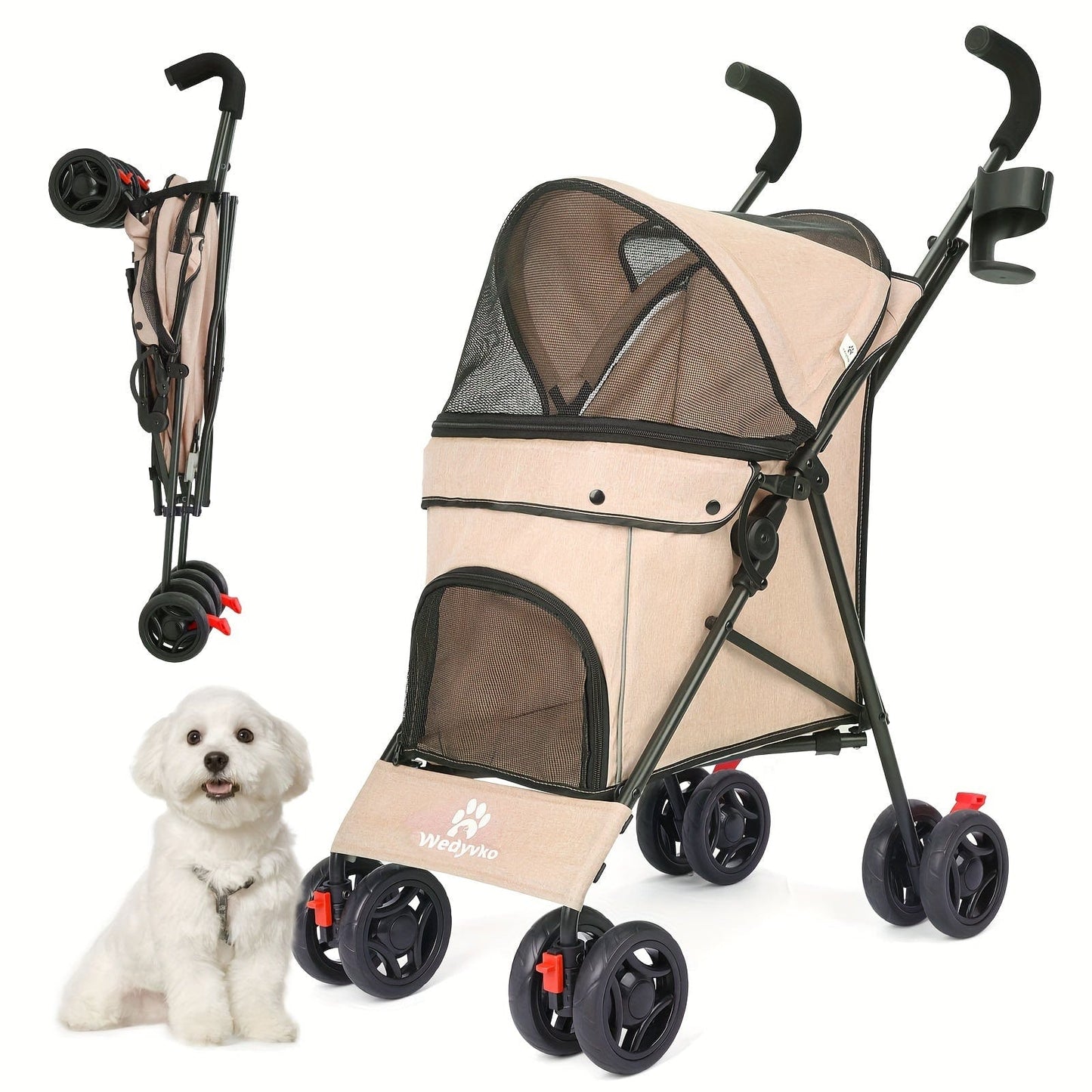 Poussette légère & portable pour chien & chat – Jusqu’à 15 kg
