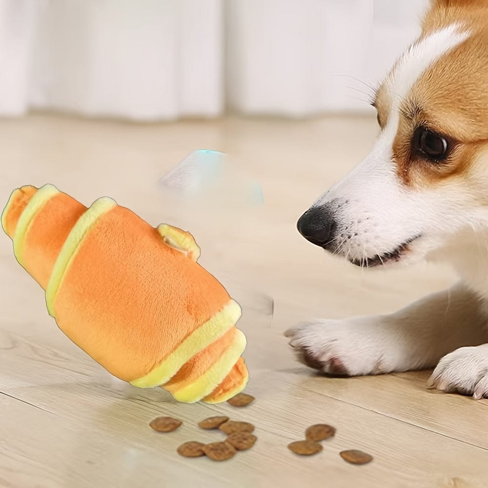 Jouet pour chien en peluche croissant – Interactif, sonore et durable