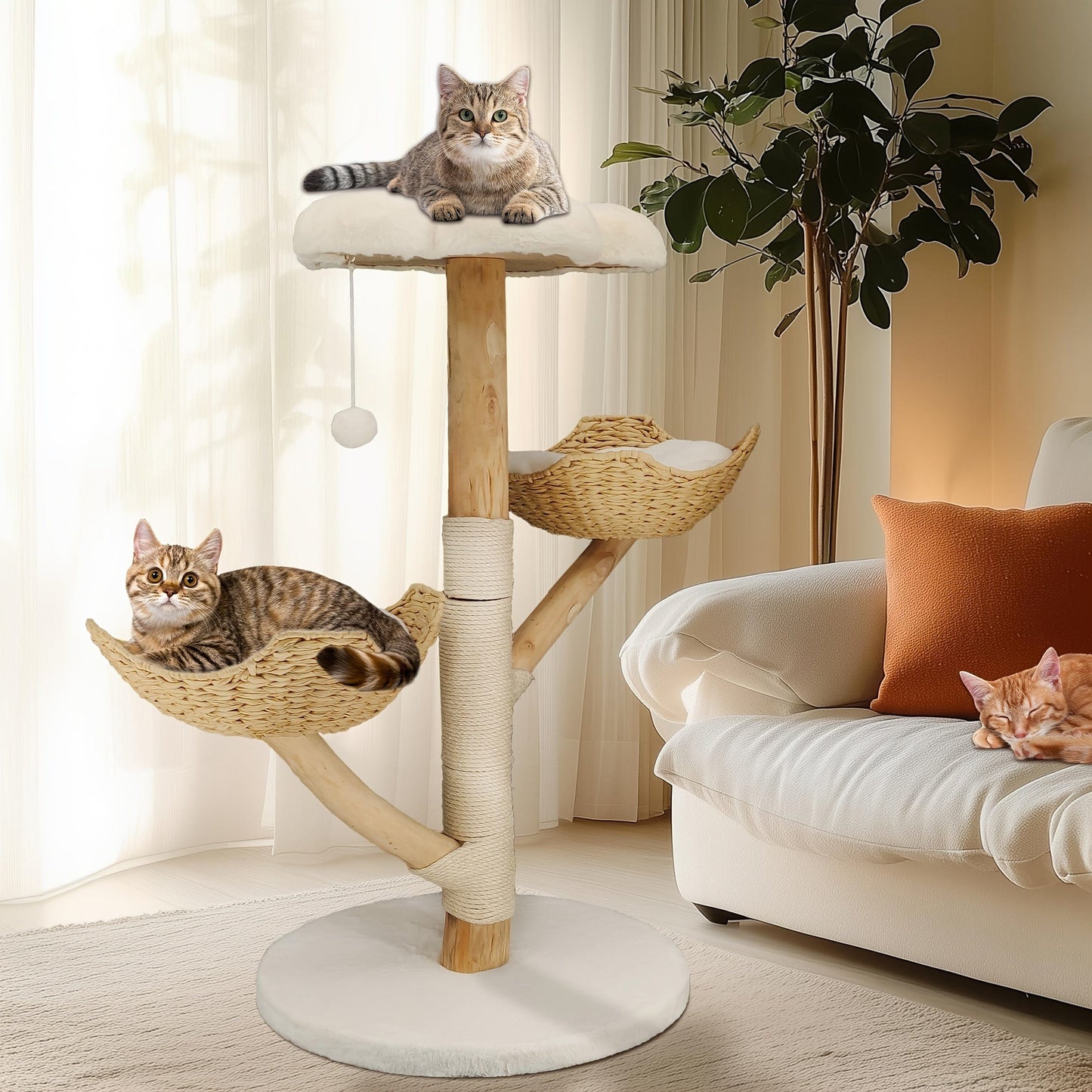 Arbre à chat 110 cm – Tour multi-niveaux, hamac & perchoirs stables