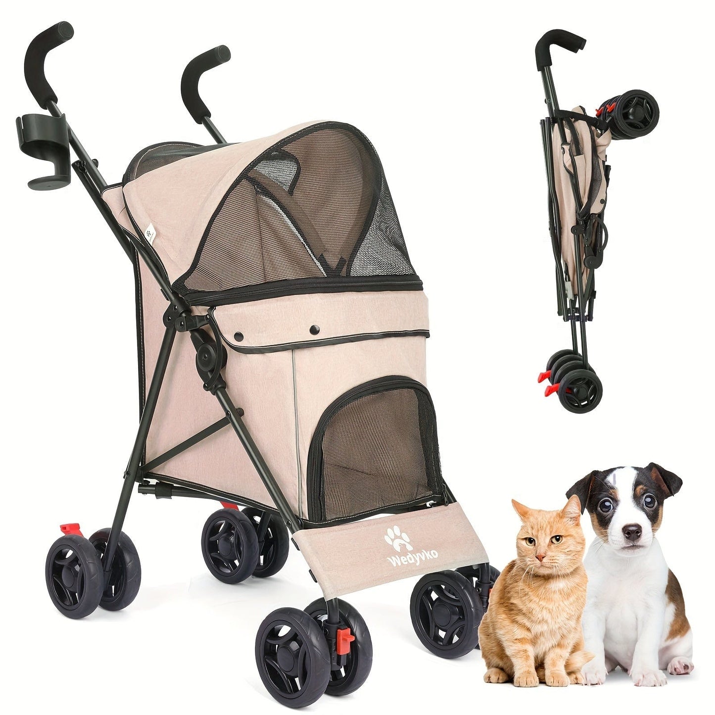 Poussette légère & portable pour chien & chat – Jusqu’à 15 kg