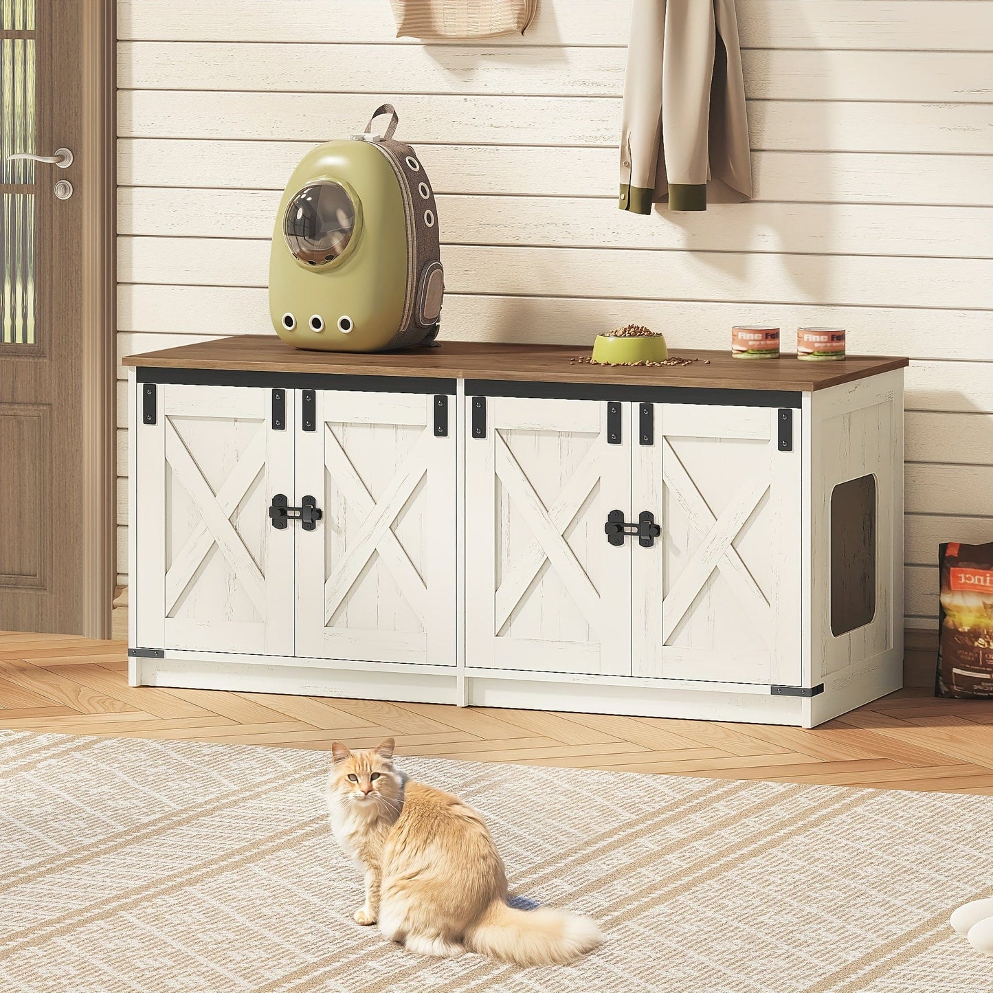 Meuble cache-litière double – Design moderne & cachette pour chats