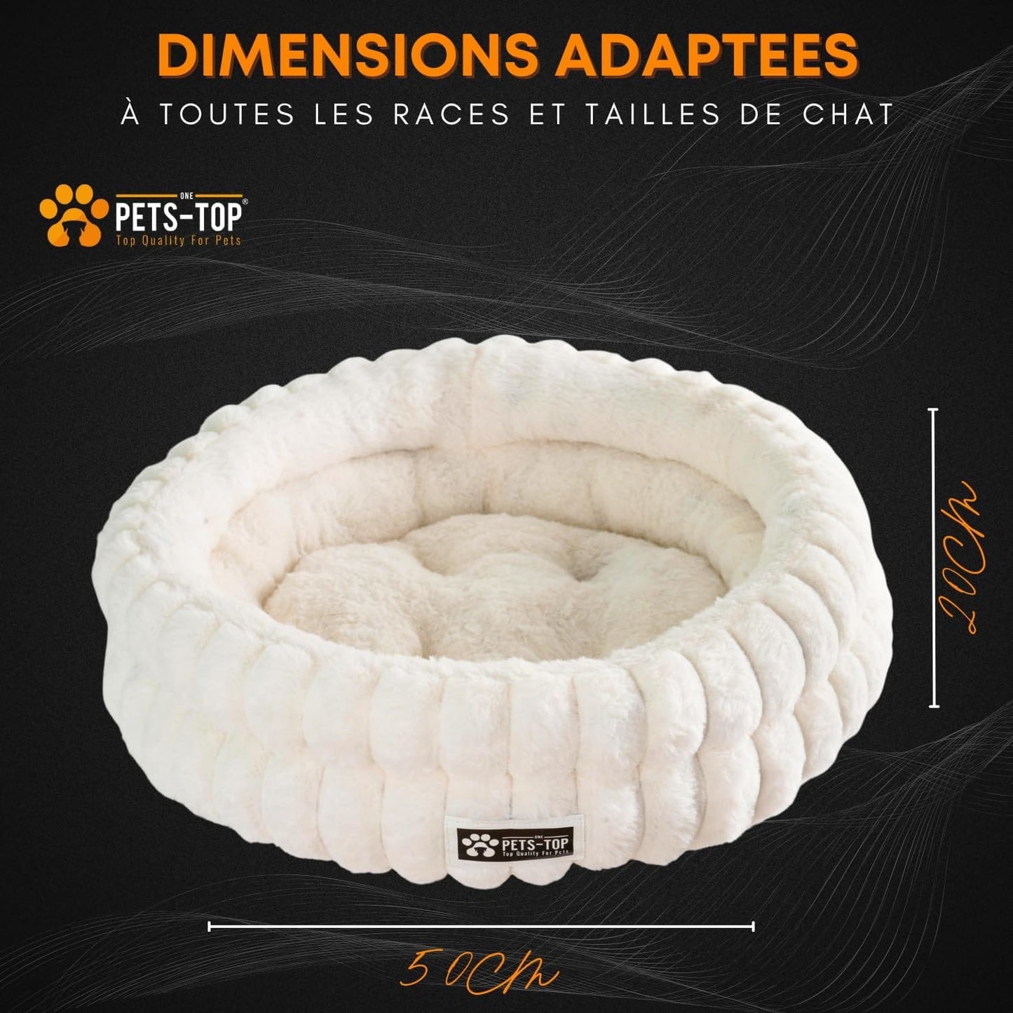 Panier chat moelleux One PETS-TOP – Coussin doux et confortable 50 cm Nest Moew