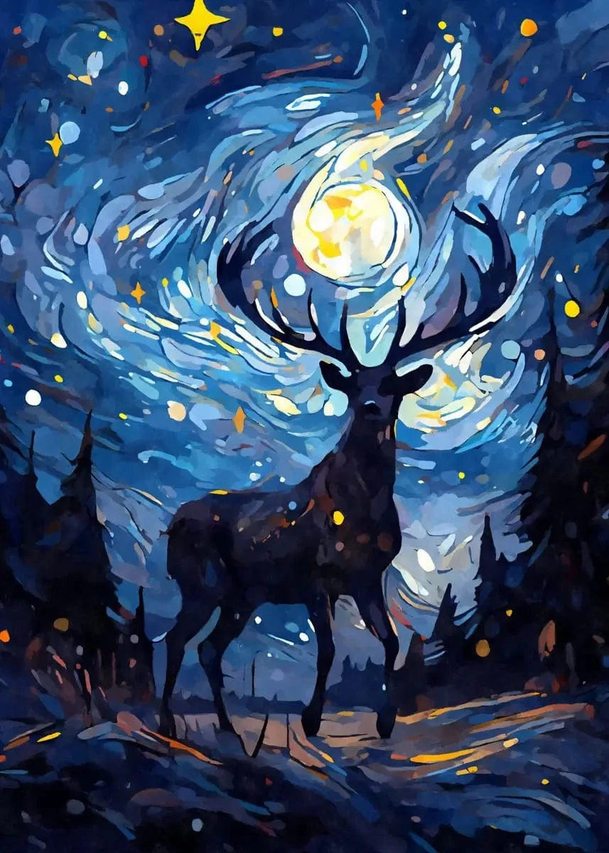Affiche animaux mignons nuit étoilée – Art mural abstrait déco salon PawLuxe™