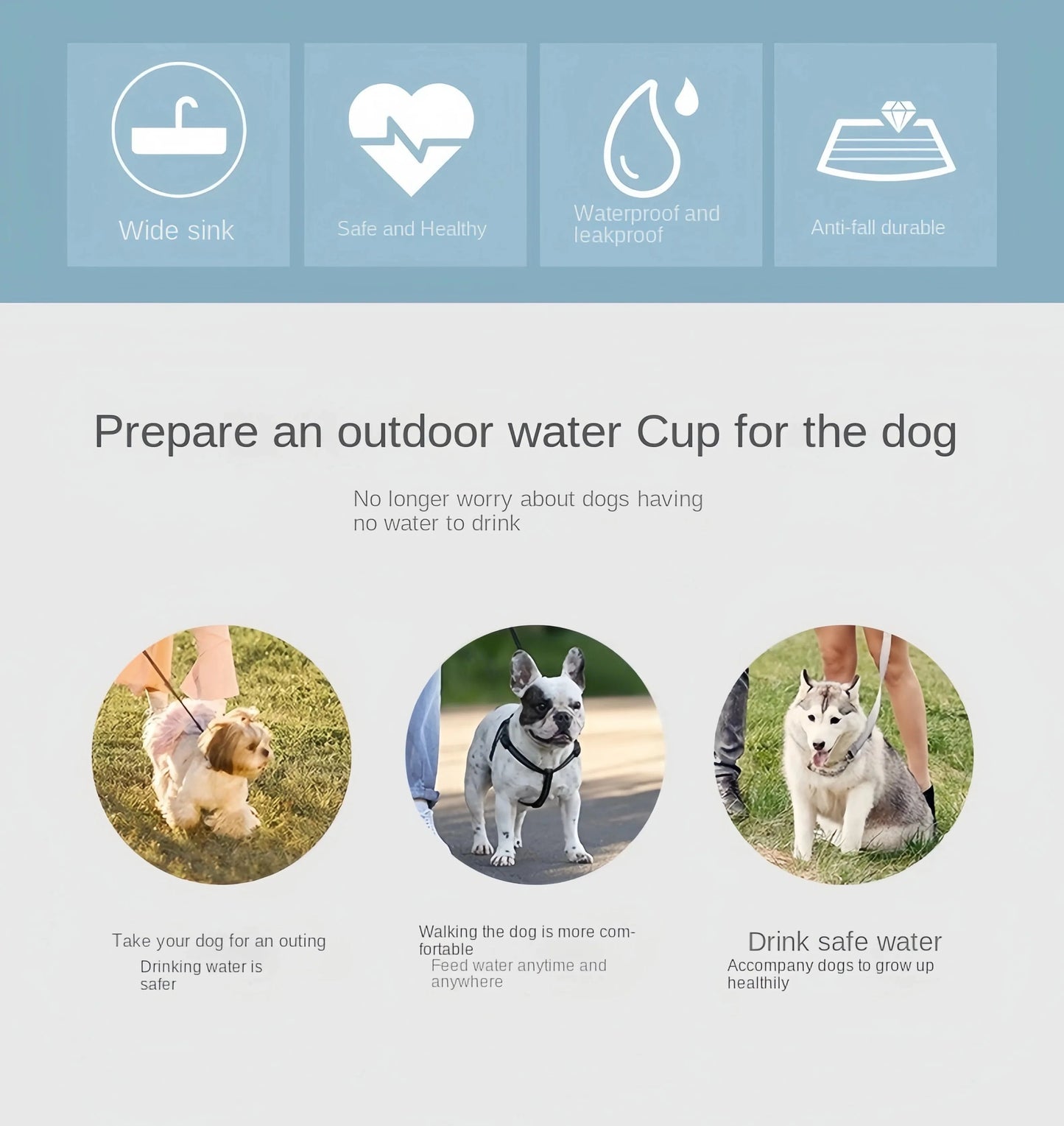 Bouteille d'eau portable 2-en-1 pour chiens et chats – Voyage outdoor