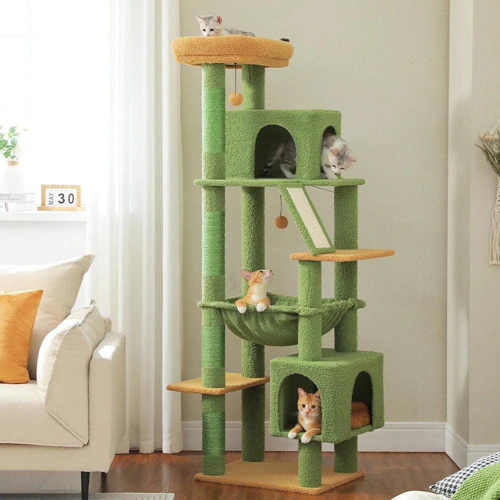 Grand arbre à chat 180cm – Tour avec hamac, griffoir sisal, jouets