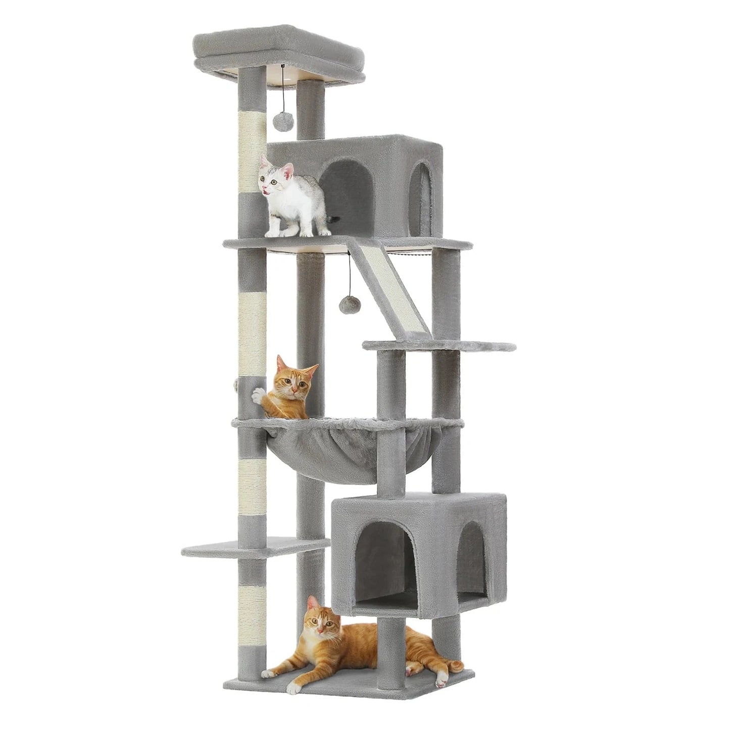Grand arbre à chat 180cm – Tour avec hamac, griffoir sisal, jouets