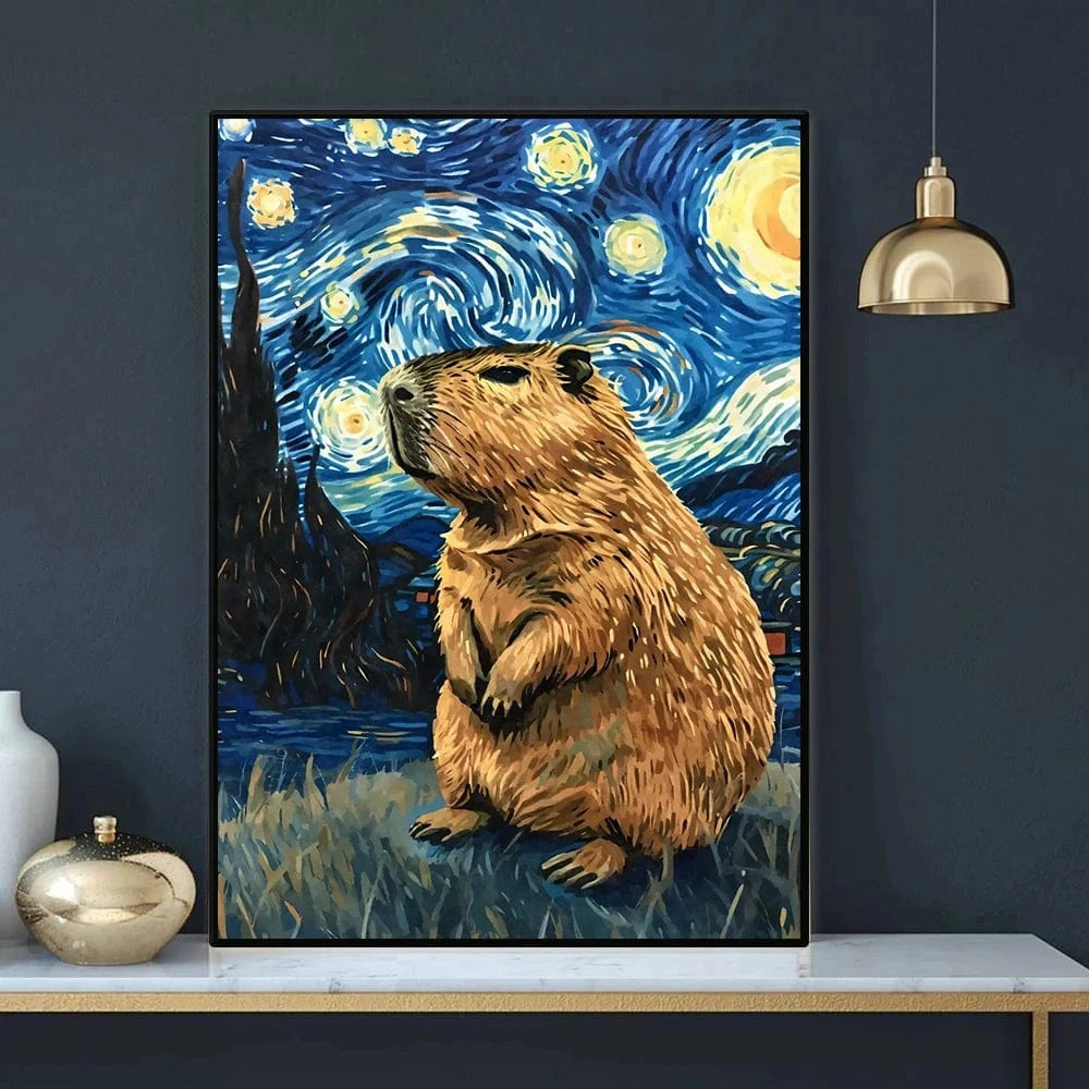 Affiche animaux mignons nuit étoilée – Art mural abstrait déco salon PawLuxe™