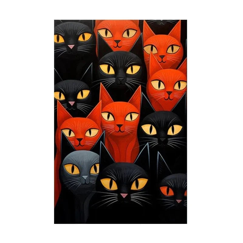 Peinture toile chat mignon – Art mural abstrait coloré déco maison PawLuxe™