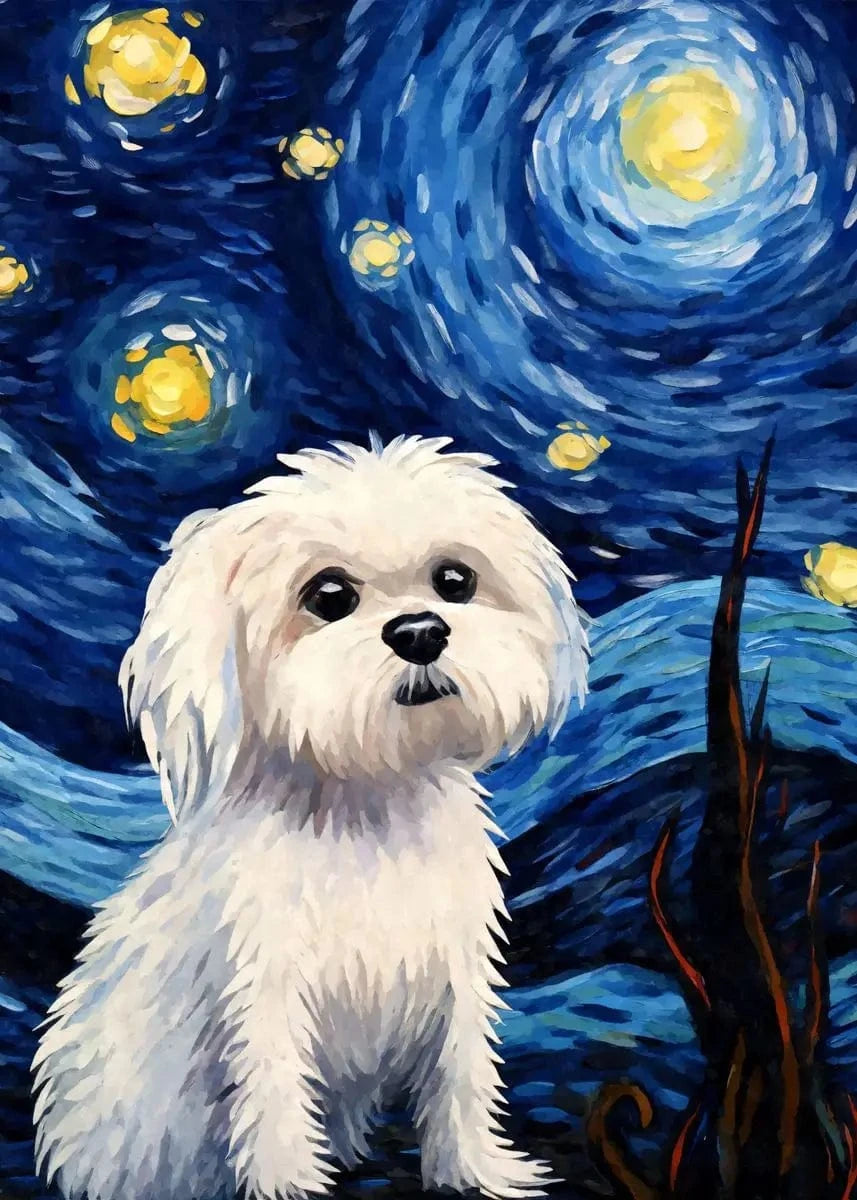 Affiche animaux mignons nuit étoilée – Art mural abstrait déco salon PawLuxe™