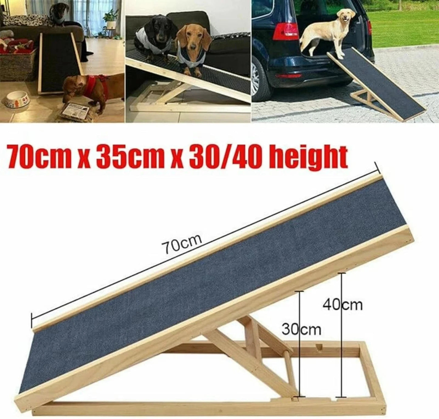 Rampe réglable en bois pour animaux – Escalier antidérapant pliable