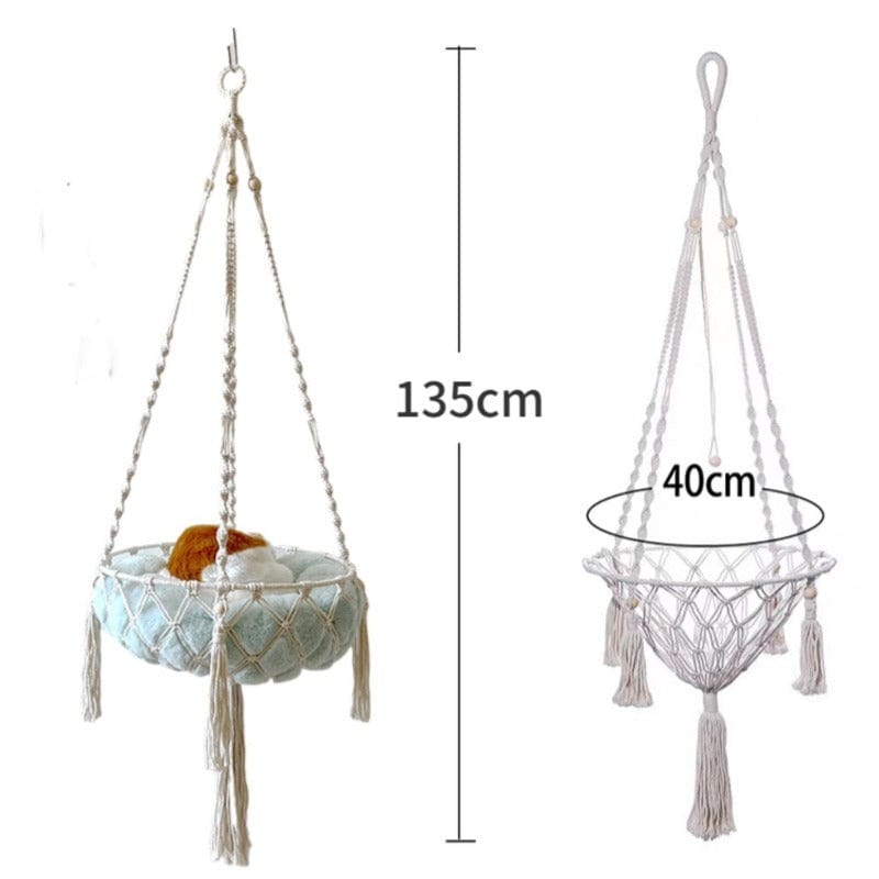 Hamac suspendu pour animaux – Balançoire chat en corde coton tissée