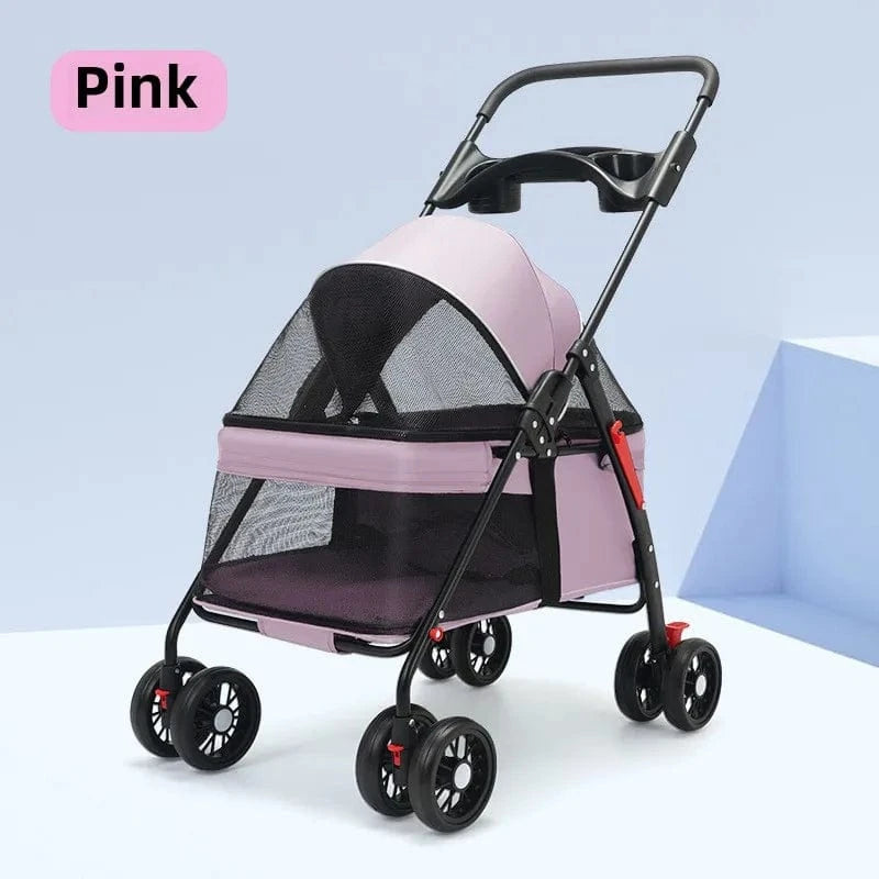 Poussette pliable légère pour animaux – Chiens & chats – Idéale voyage et plein air