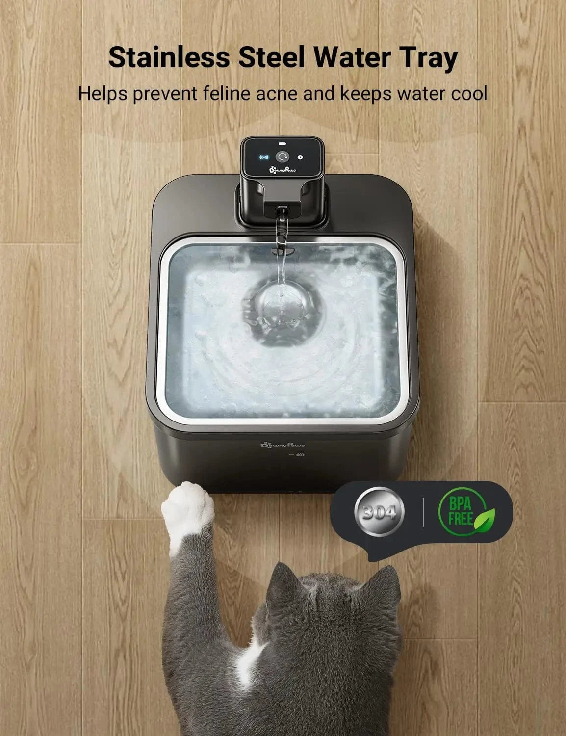 Fontaine eau automatique 2,5L inox – Distributeur sans fil