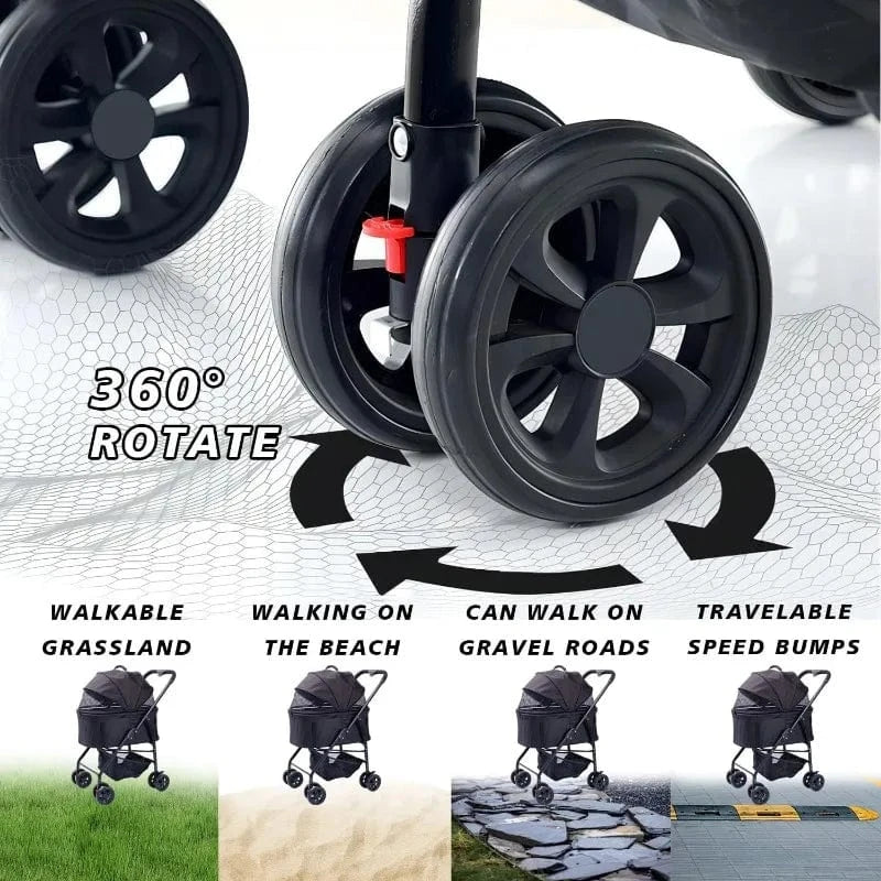 Poussette pliable légère pour animaux – Chiens & chats – Idéale voyage et plein air