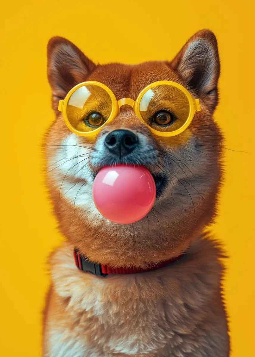 Affiche chien coloré Bubblegum – Samoyède, bouledogue, Corgi déco murale PawLuxe™