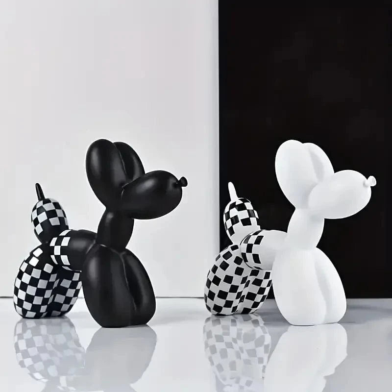 Sculpture chien ballon moderne noir et blanc – Décoration design