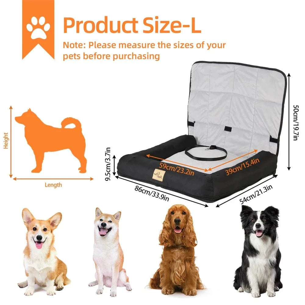 Siège de voiture portable pour chien – Rehausseur étanche avec ceinture
