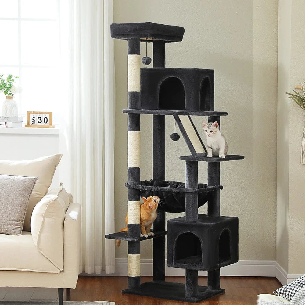 Grand arbre à chat 180cm – Tour avec hamac, griffoir sisal, jouets