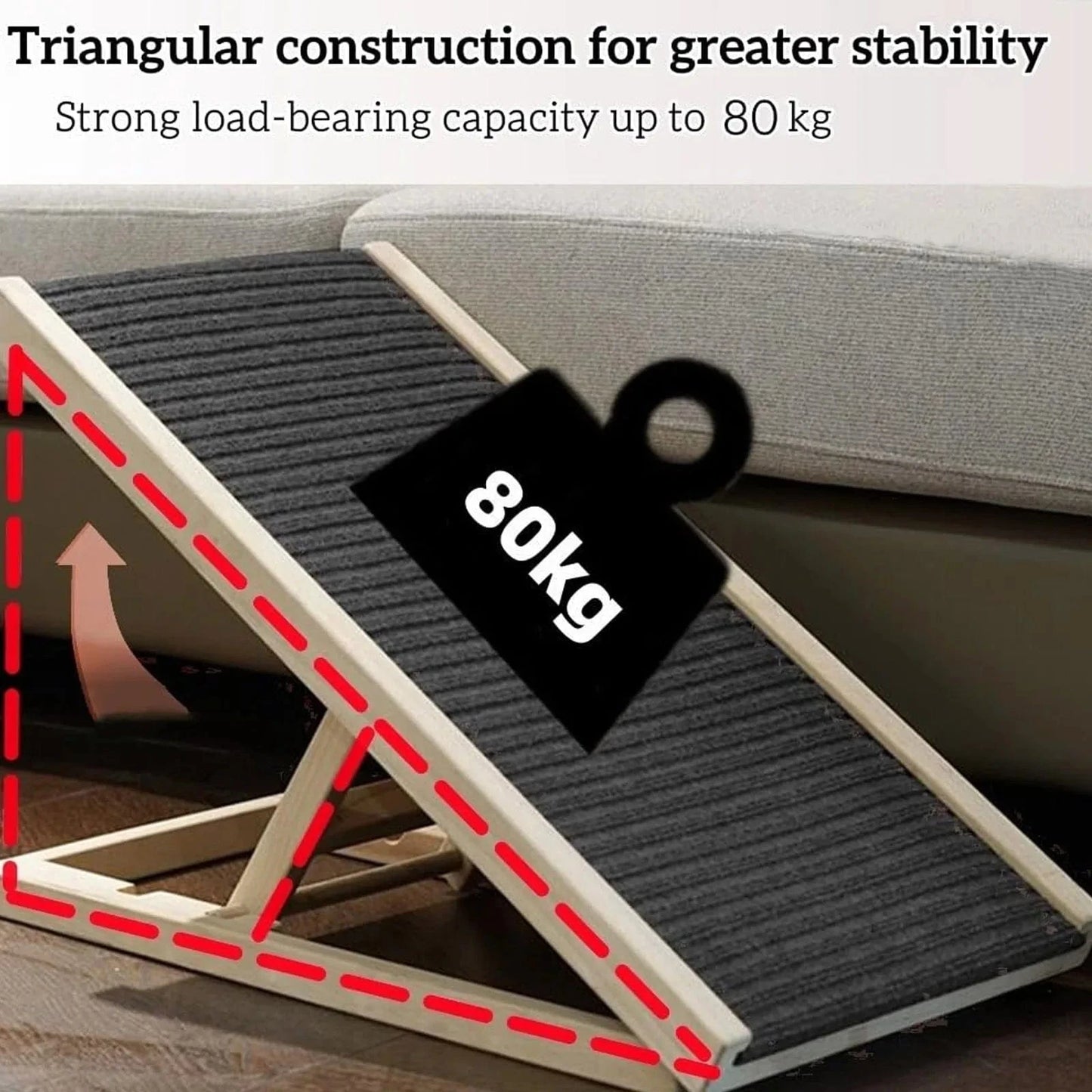 Rampe réglable en bois pour animaux – Escalier antidérapant pliable