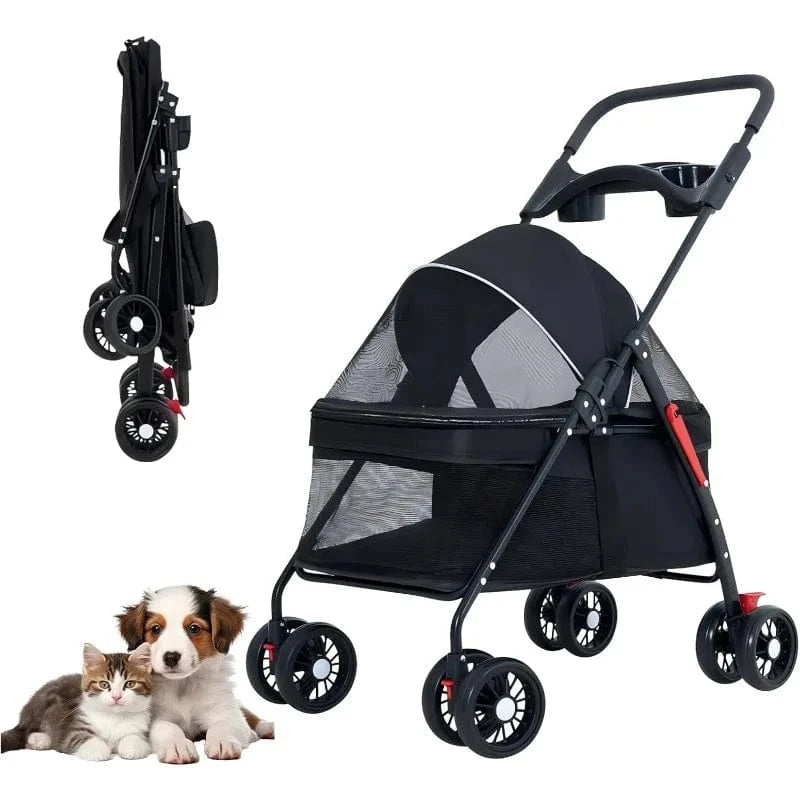 Poussette pliable légère pour animaux – Chiens & chats – Idéale voyage et plein air