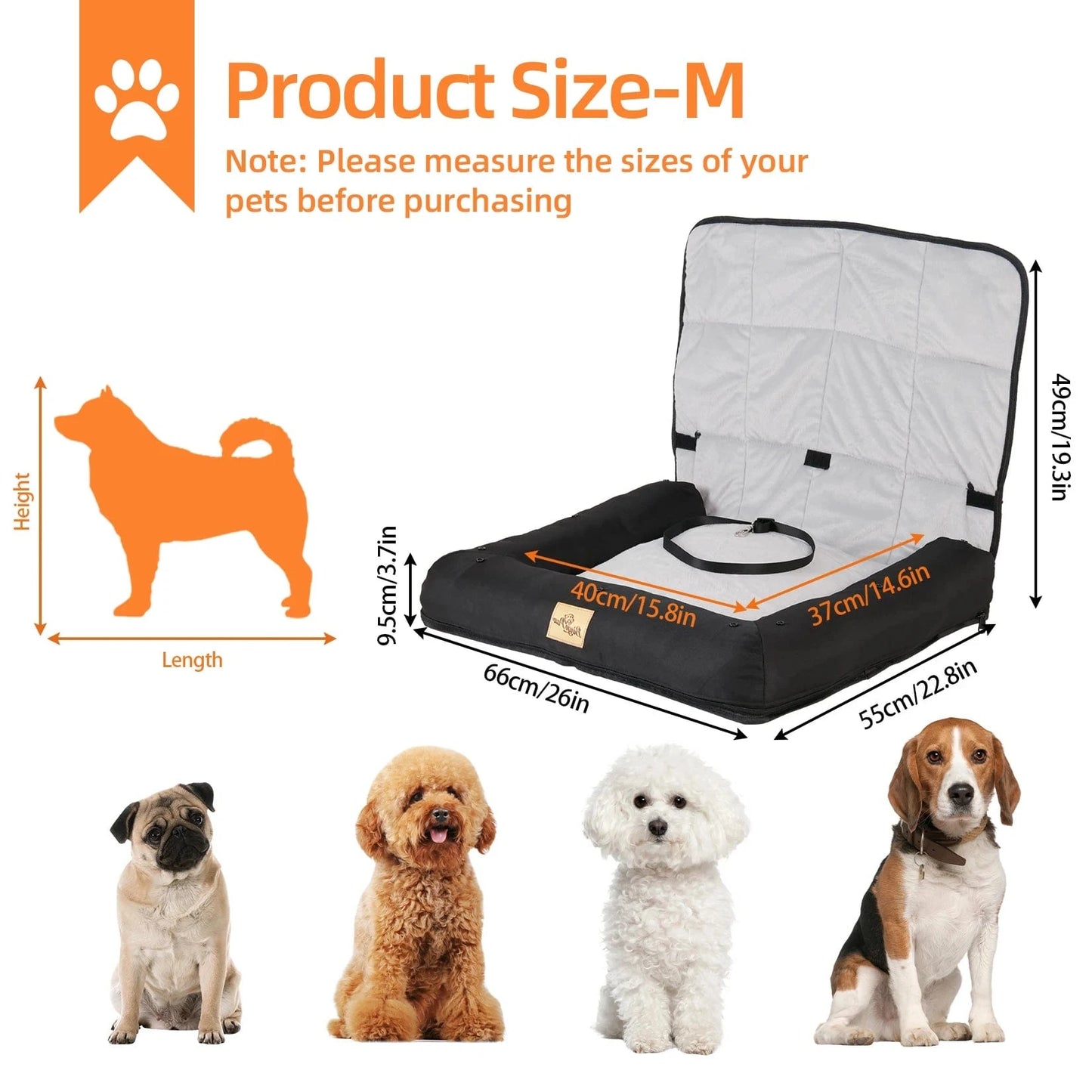 Siège de voiture portable pour chien – Rehausseur étanche avec ceinture