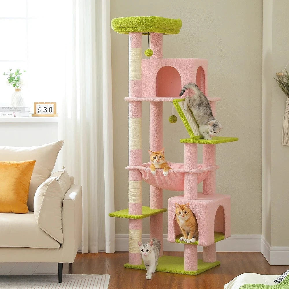 Grand arbre à chat 180cm – Tour avec hamac, griffoir sisal, jouets