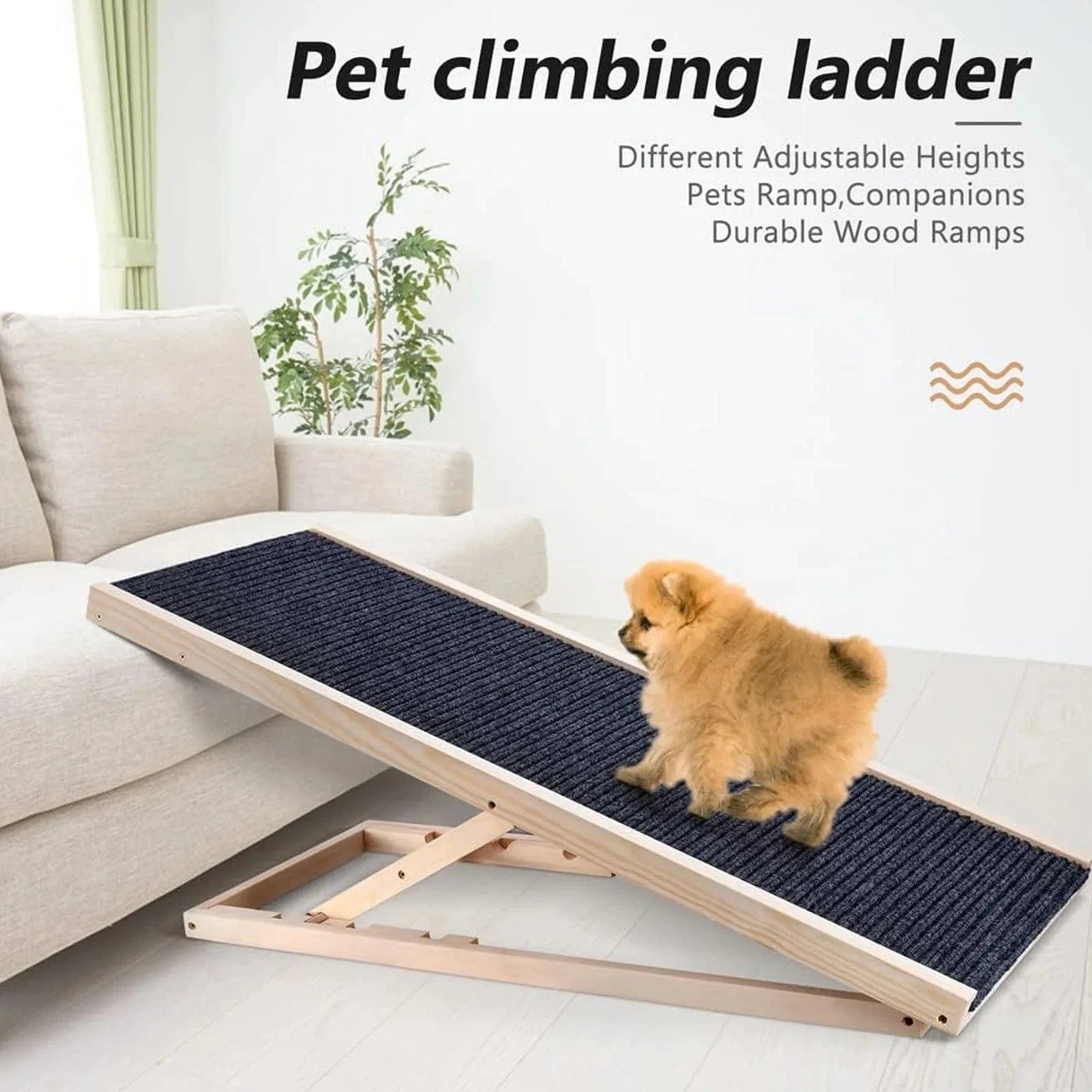 Rampe réglable en bois pour animaux – Escalier antidérapant pliable
