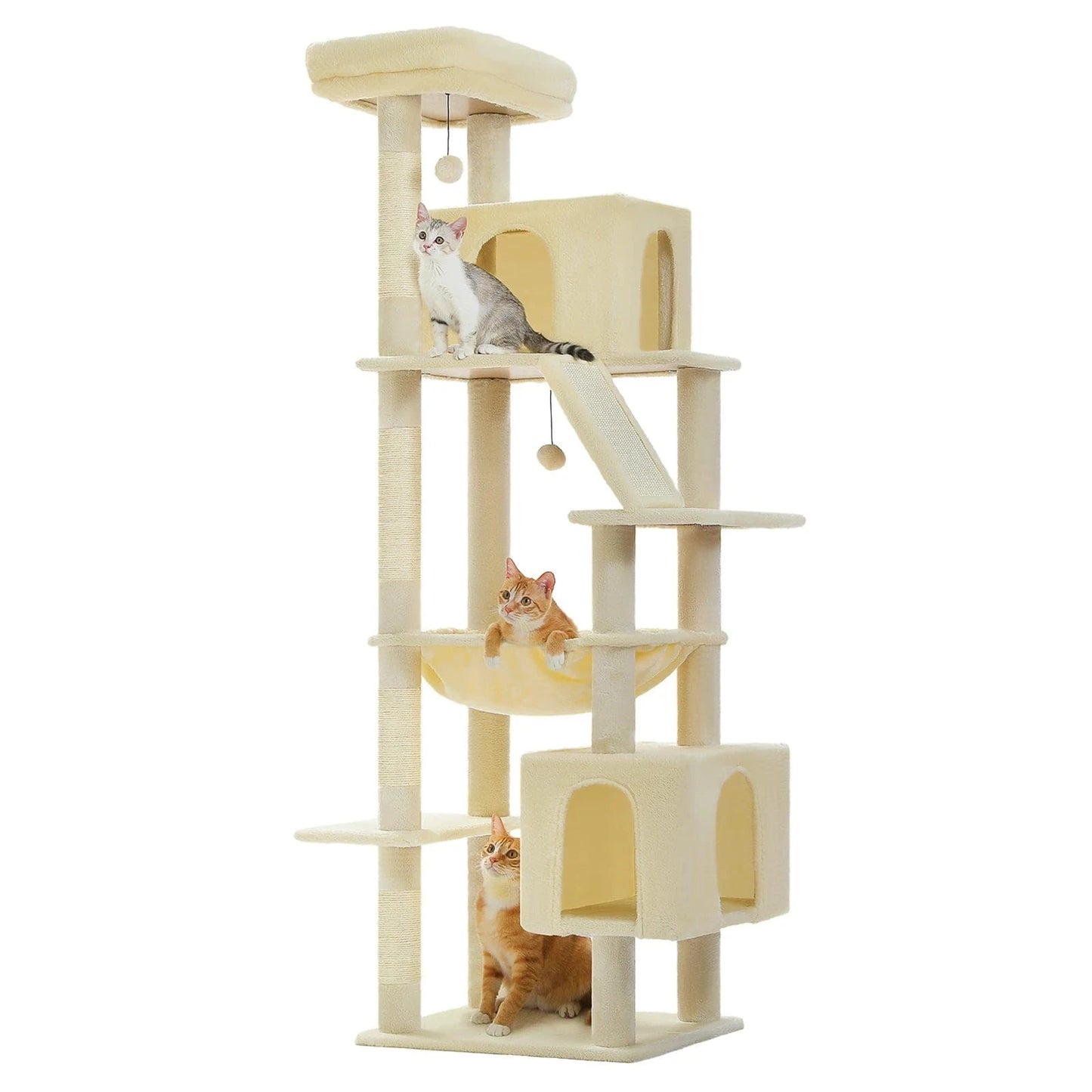 Grand arbre à chat 180cm – Tour avec hamac, griffoir sisal, jouets
