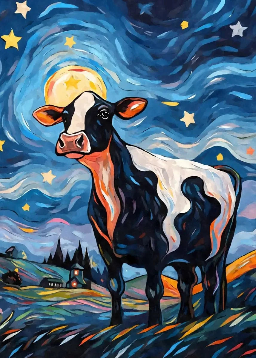 Affiche animaux mignons nuit étoilée – Art mural abstrait déco salon PawLuxe™