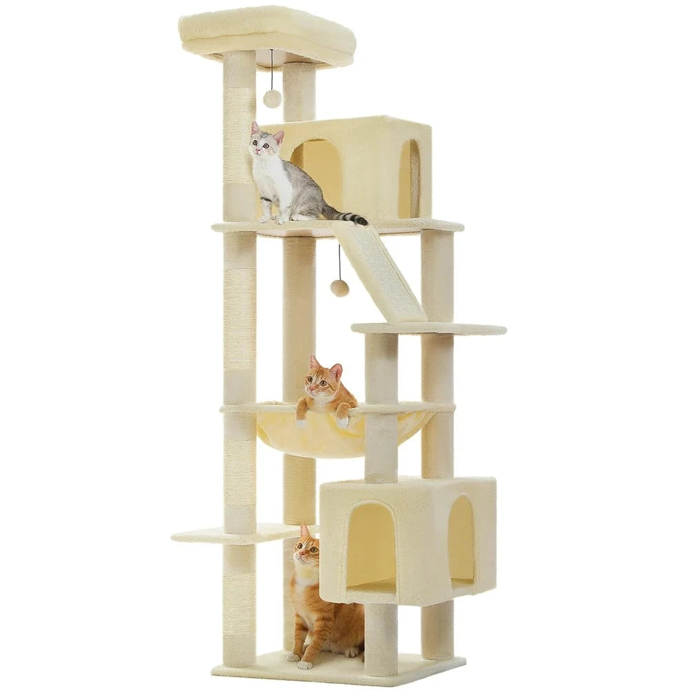Grand arbre à chat 180cm – Tour avec hamac, griffoir sisal, jouets