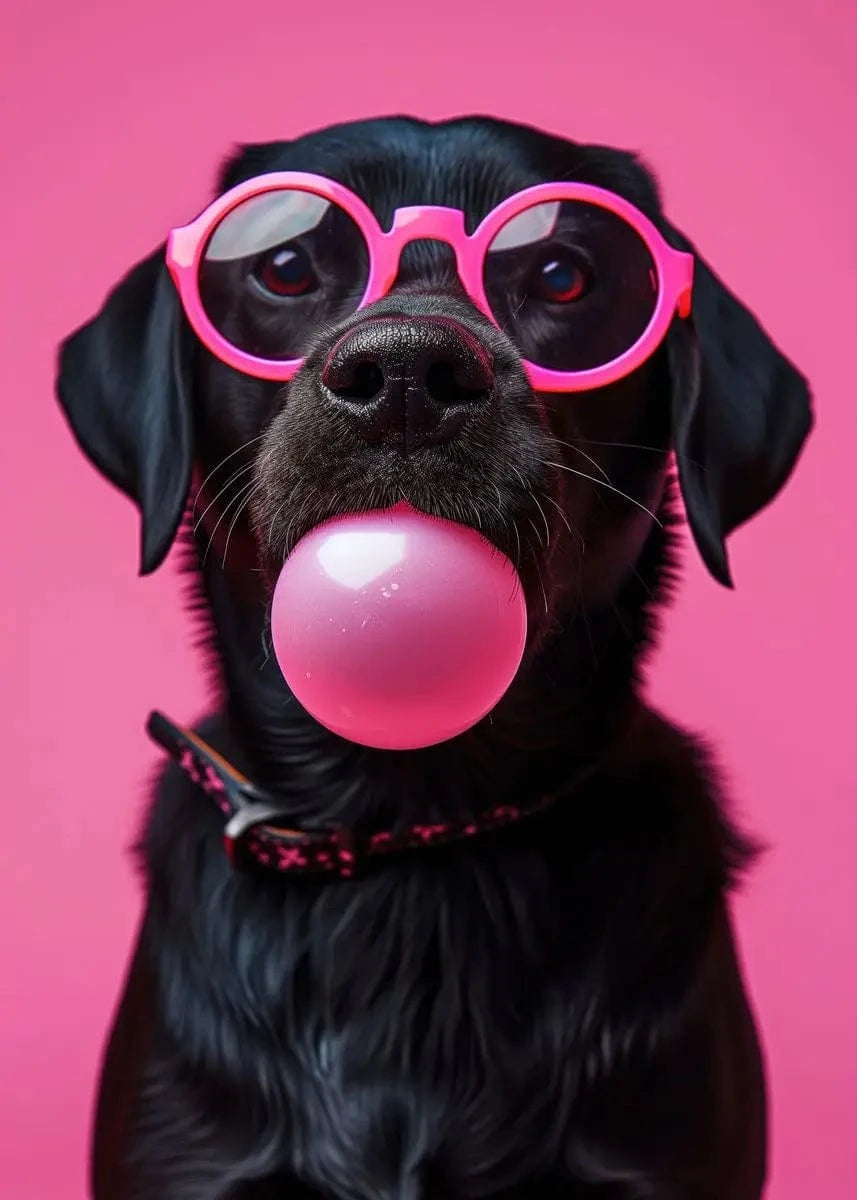Affiche chien coloré Bubblegum – Samoyède, bouledogue, Corgi déco murale PawLuxe™