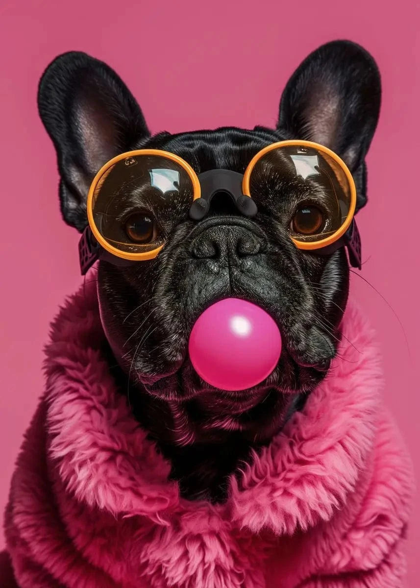 Affiche chien coloré Bubblegum – Samoyède, bouledogue, Corgi déco murale PawLuxe™
