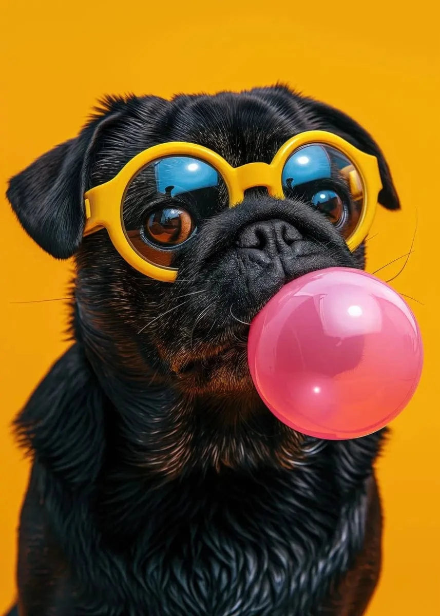 Affiche chien coloré Bubblegum – Samoyède, bouledogue, Corgi déco murale PawLuxe™