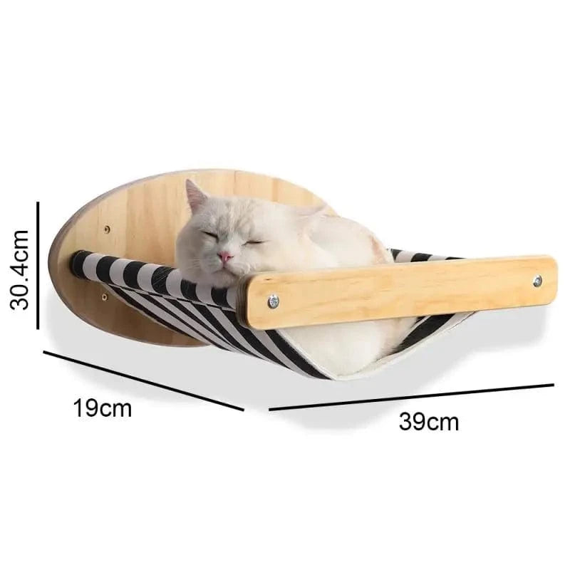 Hamac mural d'escalade pour chat, poteau à gratter pour meubles en bois, marches d'échelle, chats dormant et jouant