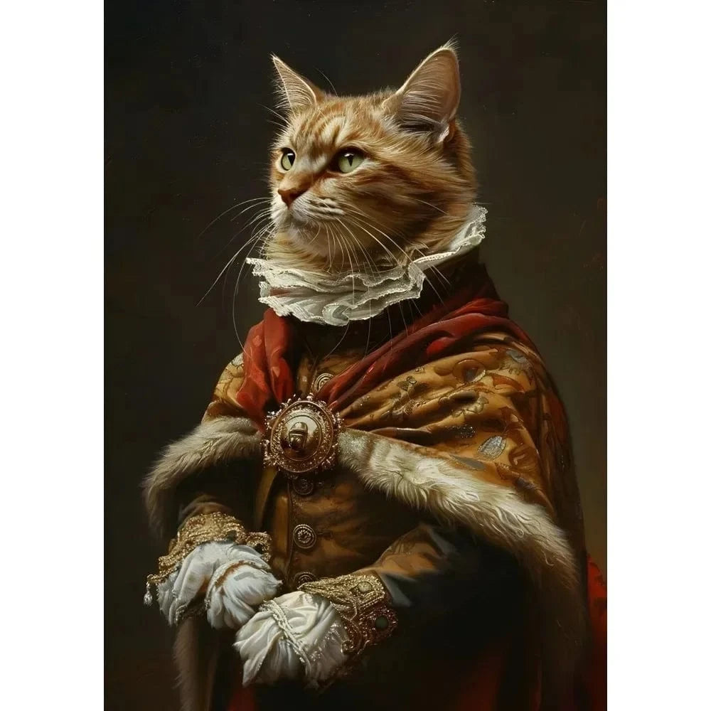 Affiche drôle chat Royal Renaissance – Art mural déco maison salon