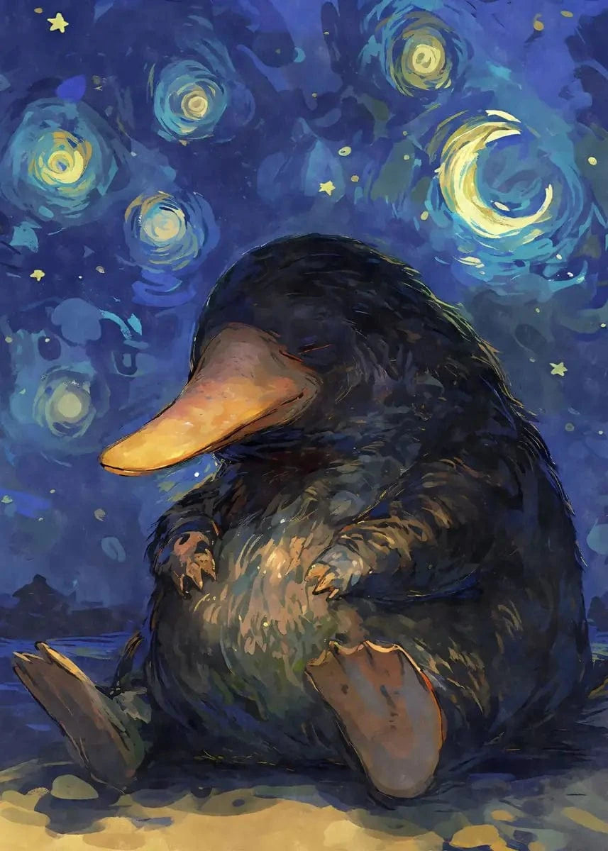 Affiche animaux mignons nuit étoilée – Art mural abstrait déco salon PawLuxe™