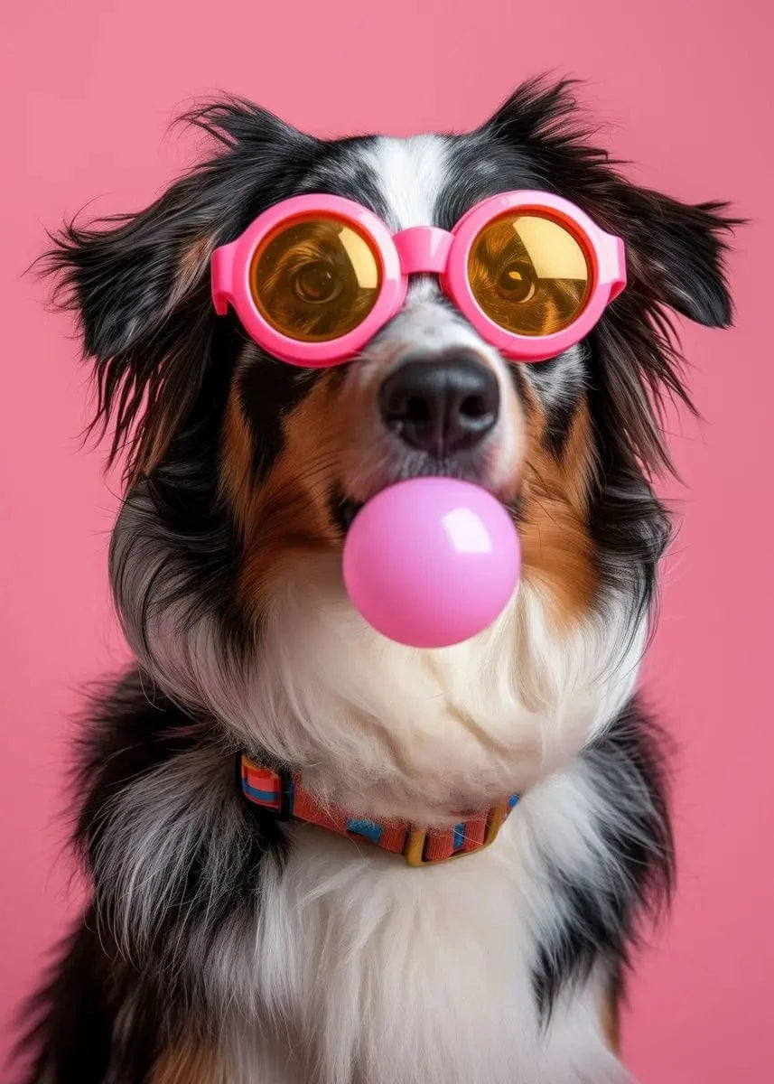 Affiche chien coloré Bubblegum – Samoyède, bouledogue, Corgi déco murale PawLuxe™