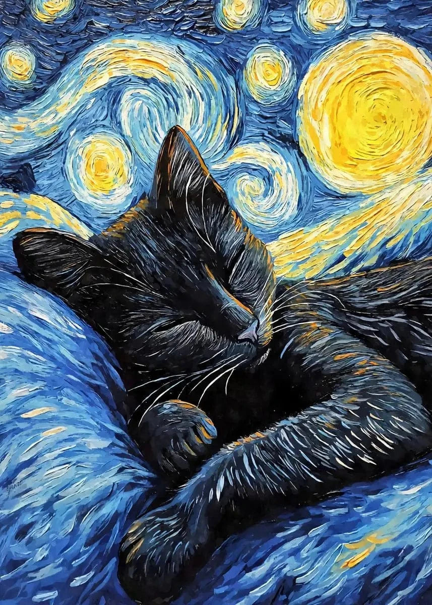 Affiche animaux mignons nuit étoilée – Art mural abstrait déco salon PawLuxe™